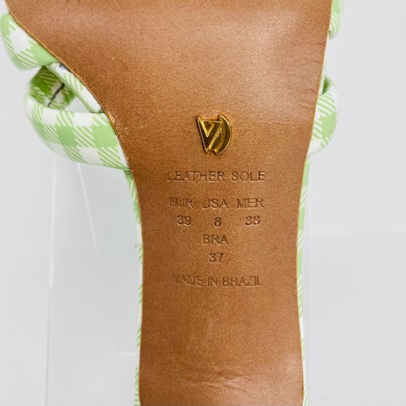Free People by Vicenza "Evie" Green Gingham Pointed Kitten Heels | Size 8 | NEW - Picture 7 of 11